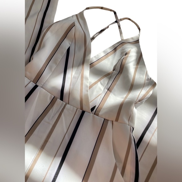 2/$30 Missguided White Striped Jumpsuit - Picture 2 of 5